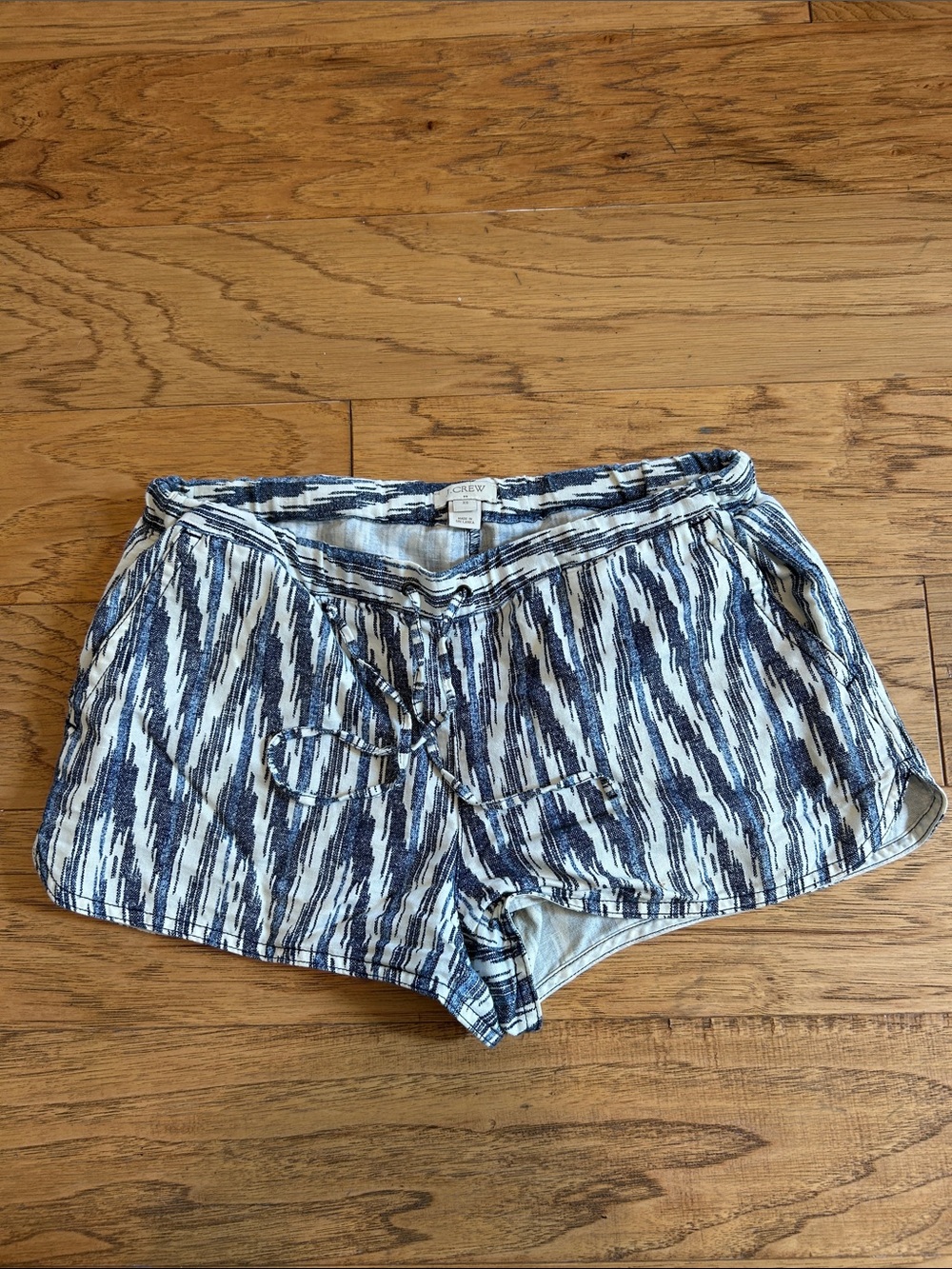 J. Crew Blue and White Abstract Stripe Pull-On Athletic Shorts